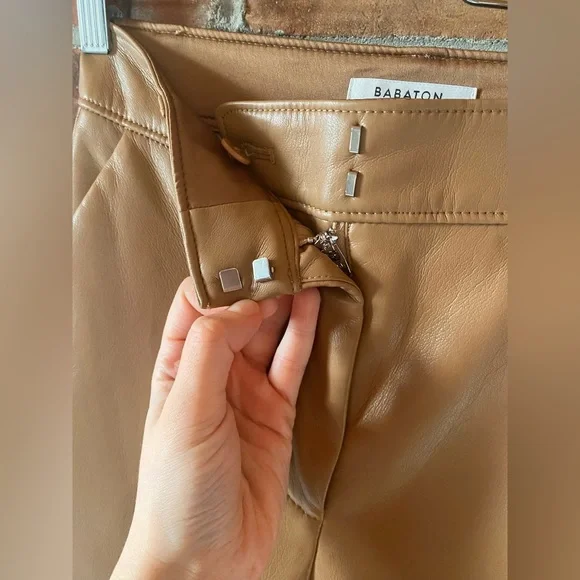 ARITZIA BABATON command pant vegan leather brown size 2 full length - Picture 4 of 8